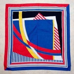 Vintage Avon Made in Italy Geometrical Shape Red Blue White Yellow Black Scarf